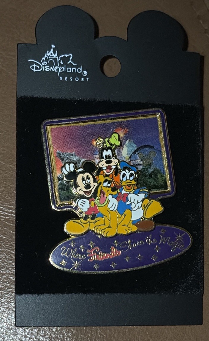 Disney Pin Where Friends Share the Magic 2003 Mickey Goofy Donald Pluto Fab 4