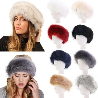 Winter Furry Hairband Elastic Faux Fur Headband Hat Ski Hats Outdoor Ear Warmer.