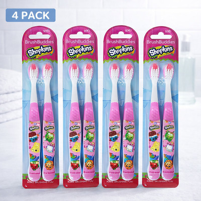 Brush Buddies Shopkins Kinderzahnbürste 4er Set 2-teilig Weiche Borsten