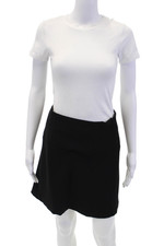 Theory Womens Side Zip Knee Length Crepe Salda A Line Skirt Black Size 2