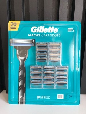 Gillette Mach 3 Razor Blade Refills 20 Cartridges Mach3 Brand New Sealed