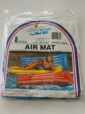 Vintage 1992 The Wet Set Air Mat Pool Inflatable  72" New Sealed #59703 Blue