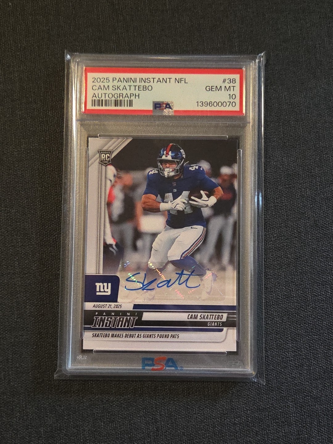 Cam Skattebo Panini Instant NFL #38 Autograph