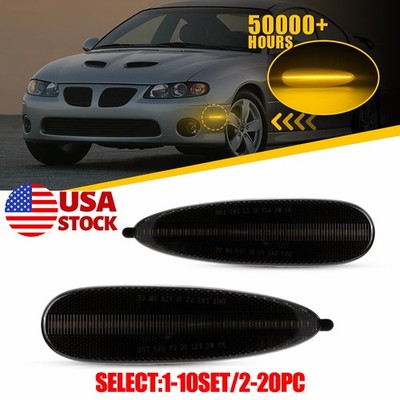 2-20X Front Smoked Lens Side Marker Lights Amber LED Fit 04-2006 Pontiac GTO 12V