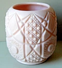 Vintage 1950s Fostoria PINK Milk Glass Vase ~ STARBURST Brazilian Pattern ~ RARE