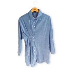 Ladies Striped Shirt Dress Boohoo Blue White Striped Long Sleeved Size 10
