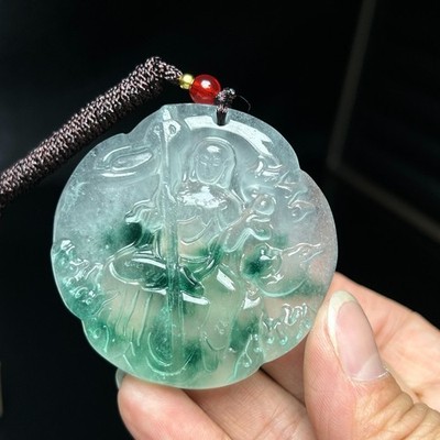Nature ice green Burmese Jade Jadeite carved Buddha lucky Pendant&Necklaces
