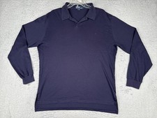 VINTAGE Polo Ralph Lauren Polo Shirt Men Large Blue Long Sleeve 100 Cotton