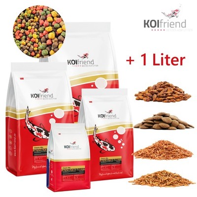 Koifutter Classic Mix 2,5 - 15 kg 5 Sorten Kurkuma Fischfutter Krebse Raupen Koi