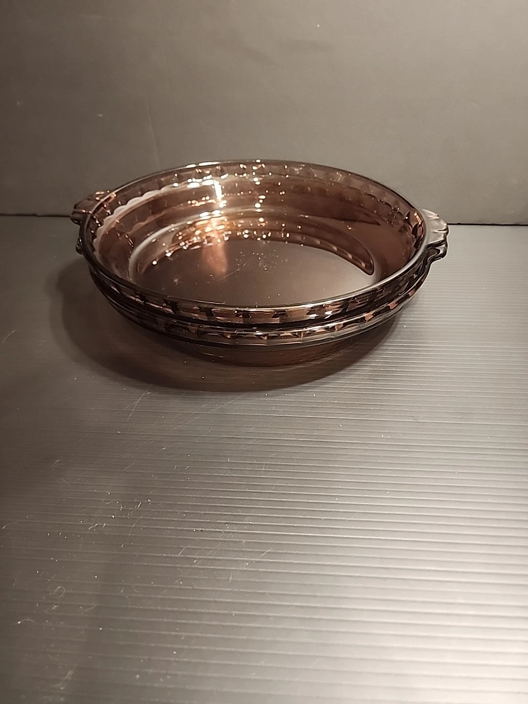 2 Pyrex Cranberry Pie Pan Dish 9.5" Tab Handles #229 USA
