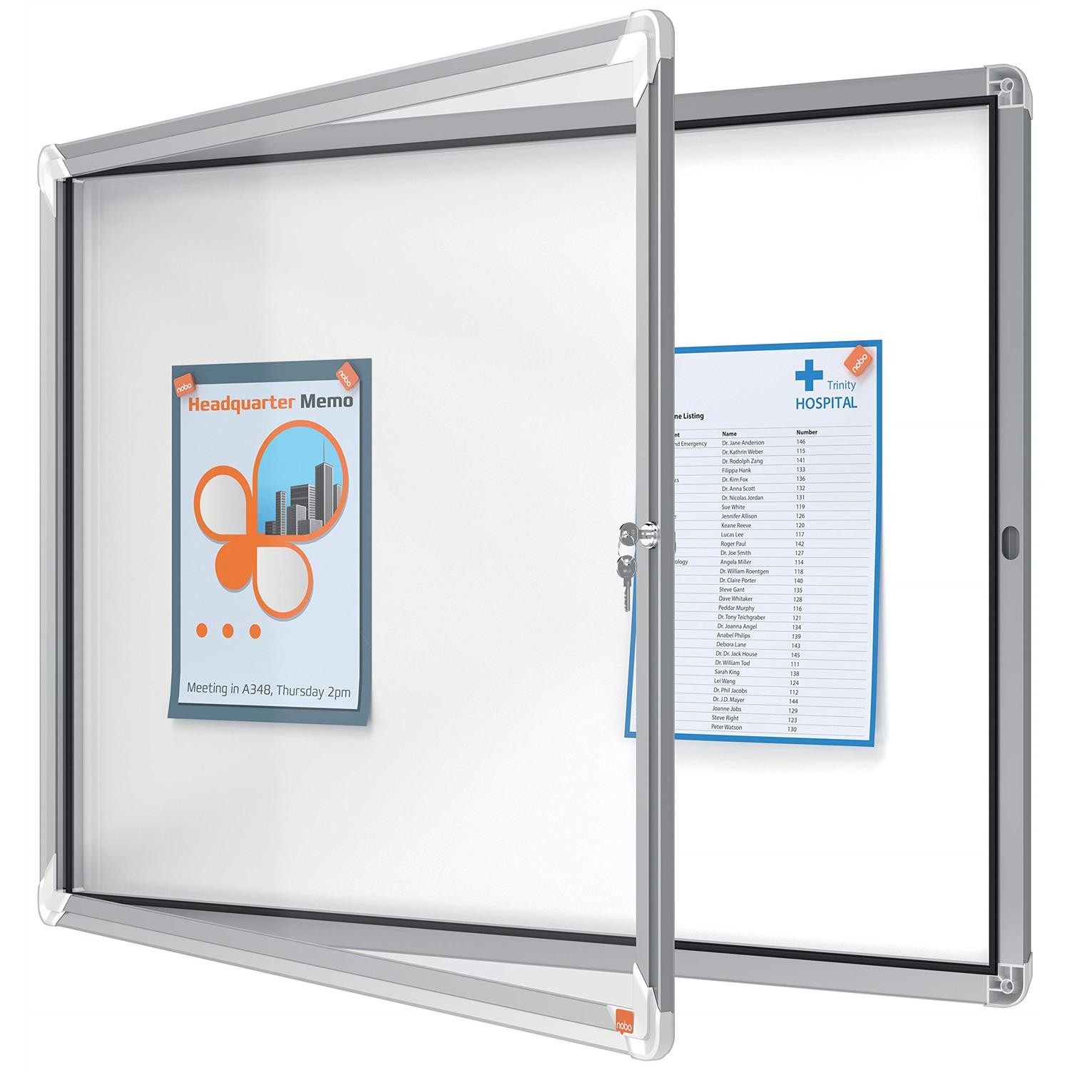 Panneau d'affichage etanche Nobo 8xA4 cadre aluminium robuste a fond aimante