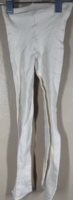   Girls Ribbed Knit Tights Off-White Size 4-6 Footed Cotton Blend Basic
