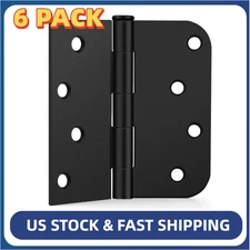 6 Pack 4" X 4" With 5/8" Radius Corners Matte Black Door Hinges