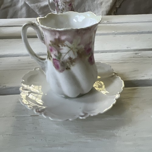 Antique R.S Prussia Chocolate Pot W 6 Cups & Saucers Roses Floral - Picture 20 of 24