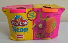 Paquete de 2 colores neón Playskool Play-Doh 1992 vintage rosa naranja sellado de fábrica