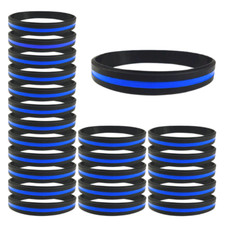 Bulk Blue Line Silicone Wrist Bands 100pk/ 50pk/ 25pk/ 10pk Adult and Child