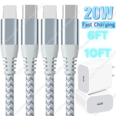 For iPhone 13 12 14 X Fast Charger Cable Cord 20W USB C Power Adapter Cube Block