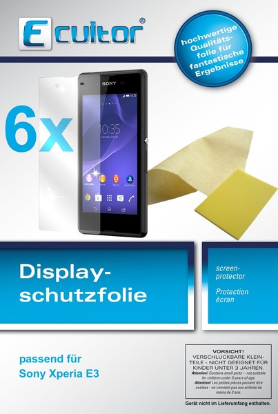 6X Schutzfolie FüR Ecultor Sony Xperia E3 Klare Display Crystalclear Unsichtbar-image