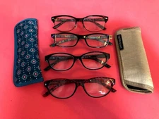 Lot of 4 pcs Women’s Eyeglass Frames Various Brands, Strength & Colors + Bonus