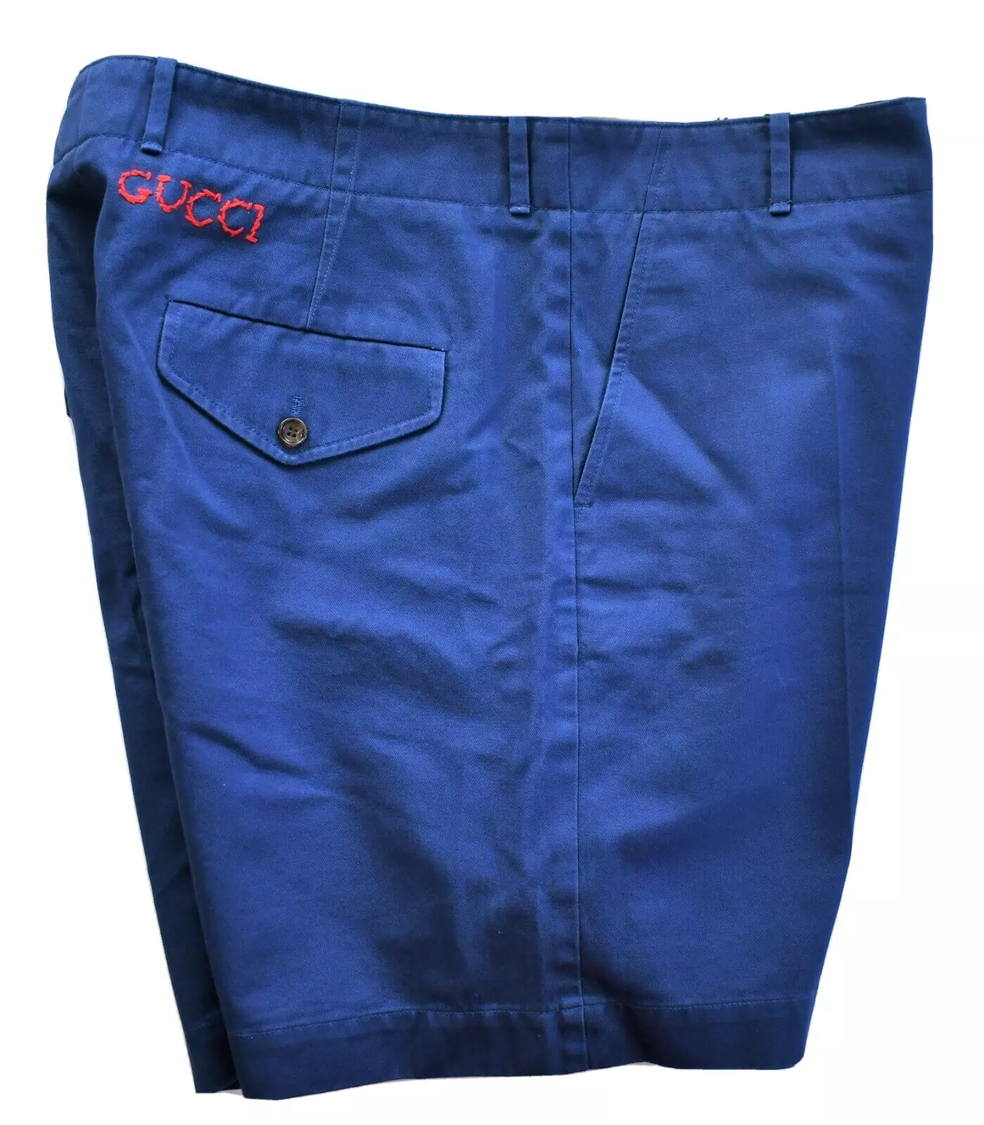 ?️ Authentique short GUCCI LOGO BRODÉ bleu 100% COTON CHINO IT 54 W 38