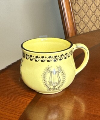 Vintage Mottahedeh Italian Yellow and Black Toile Creil Ware Pot