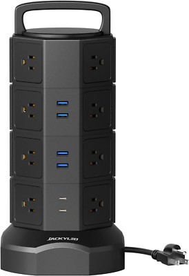 Surge Protector Tower with 12 Outlets & 6 USB Ports, 6.5ft Cord