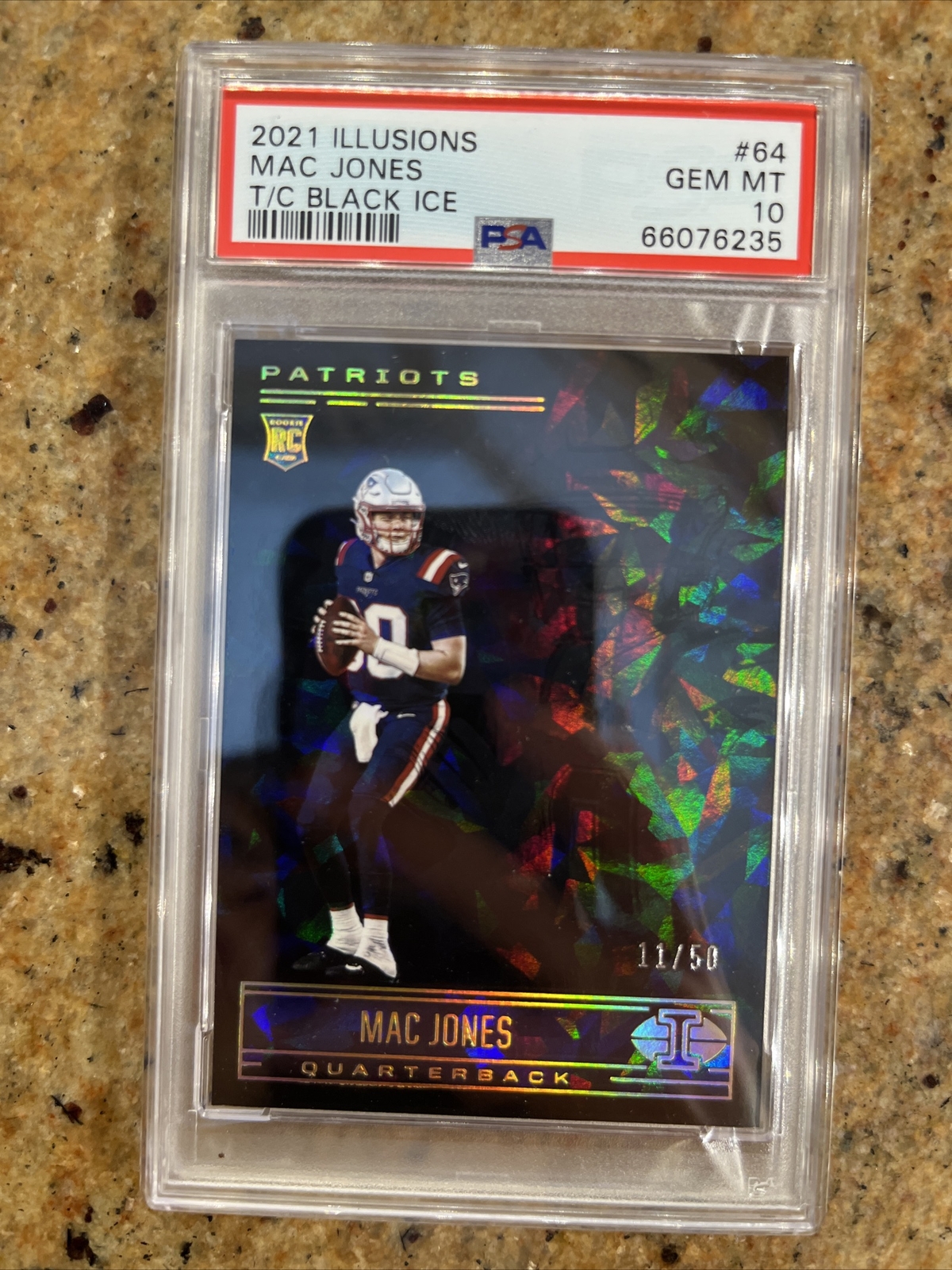 Mac Jones Panini Illusions #64 Trophy Collection Black Ice