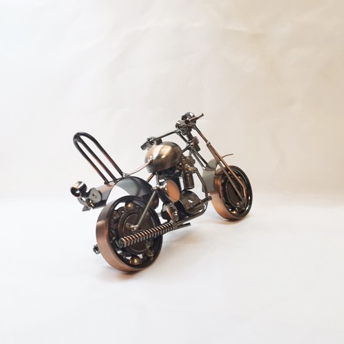 Vintage Handmade Metal Motorcycle Sculpture Iron Art Bike Model Home Bar Decor - Picture 16 of 24