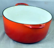 Vintage 10 Descoware 2L 10P Belgium Orange Enameled Cast Iron Pot Belgium