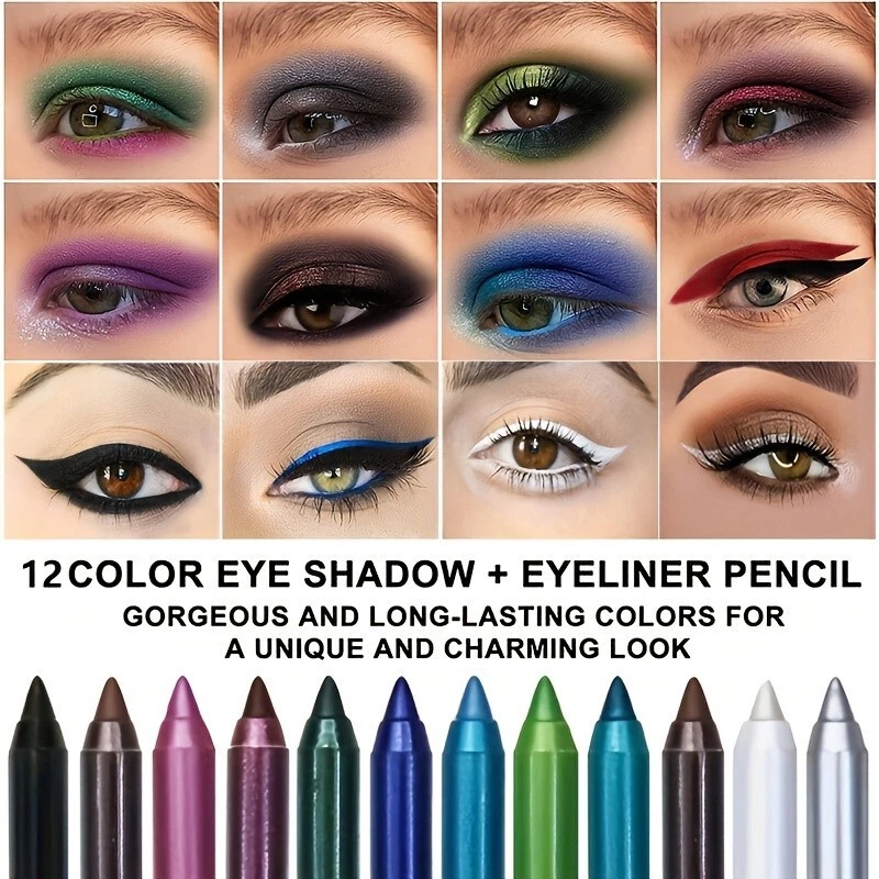 12 pieces of eyeliner pencil with pencil sharpener suit color eyeliner pencil - Image 2 of 4