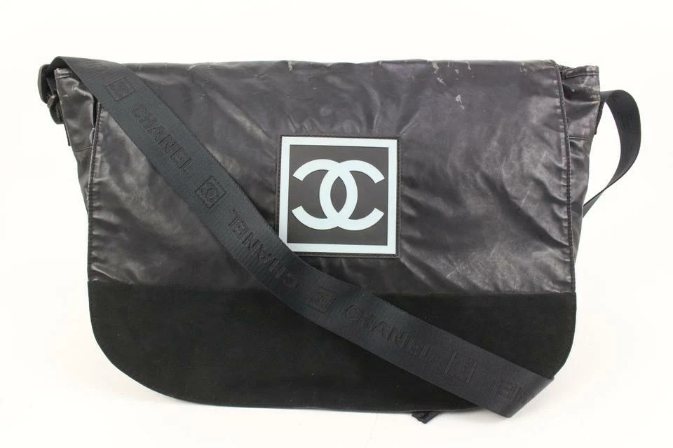 Chanel Sport Line Zip Messenger Bag Quilted Nylon Large at 1stDibs