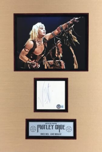 Vince Neil Motley Crue Signed Cut Card Photograph Custom Framed Beckett - Picture 3 of 8