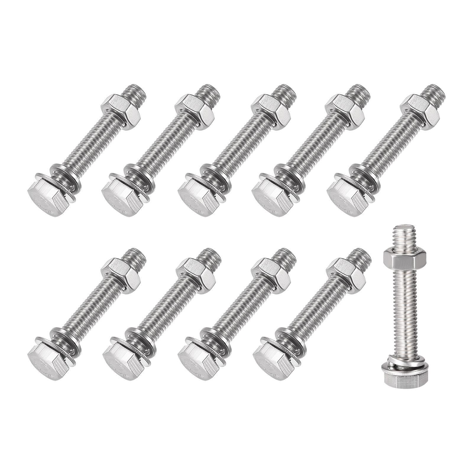 Hex Head Screws Bolts, Nuts, Flat & Lock Washers Kits (M8x45mm) 10Sets