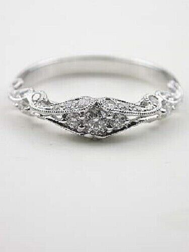 Vintage Stil 1 Karat runder simulierter Art Deco Hochzeit 925 Sterlingsilber Bandring - Bild 4 von 5
