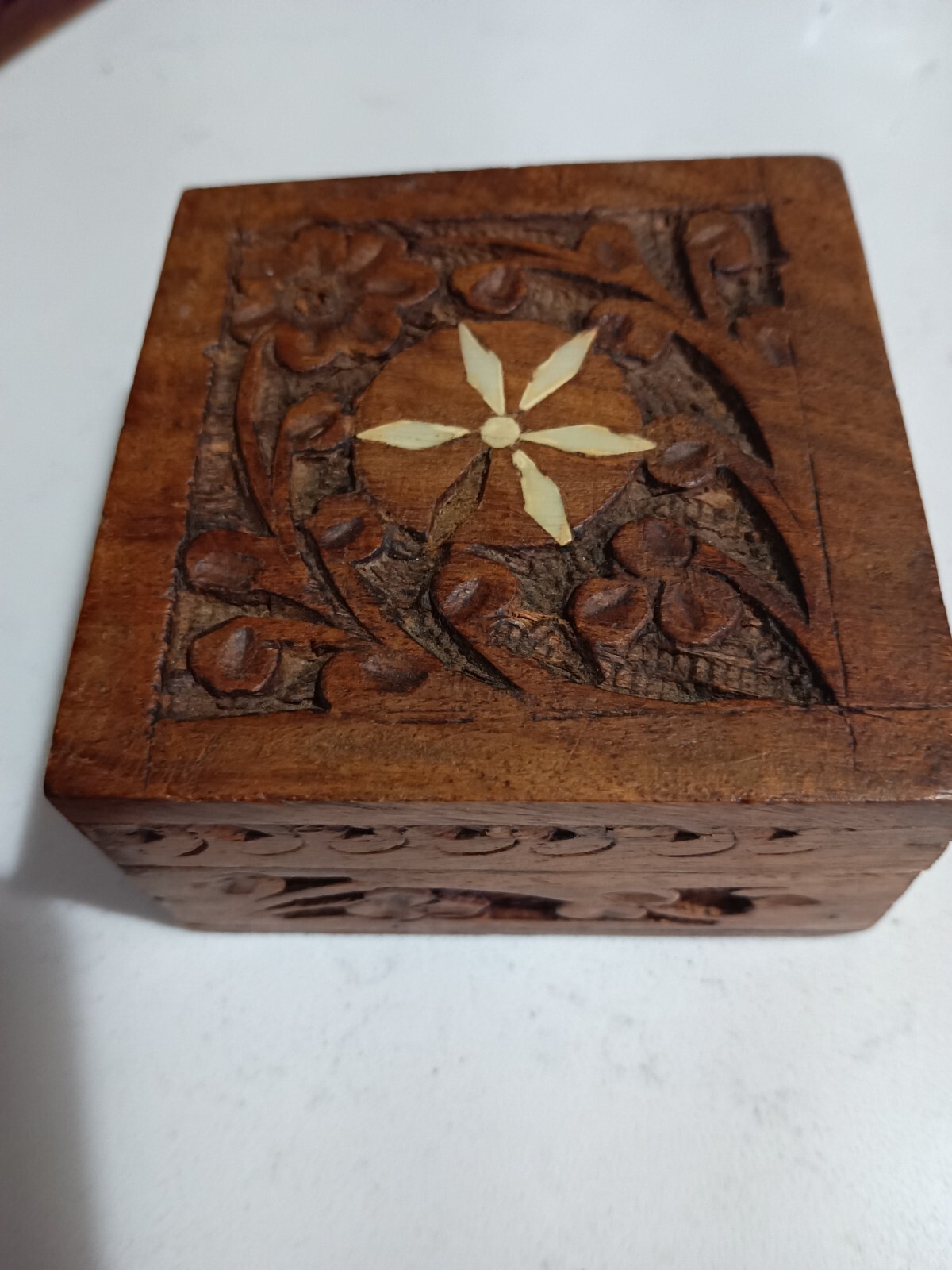 Vintage Hand Carved Wooden Box