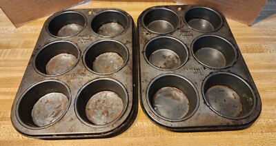 2 Vintage Silver Beauty 1-KCOLOY 1122-6 Muffin Tins