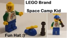 LEGO Space Camp Kid Figure Propeller Hat Scope Astronaut Tshirt Dual Head