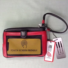 ILI New York Wristlet Leather RFID Block Touchscreen Friendly Mesh Pocket 6834