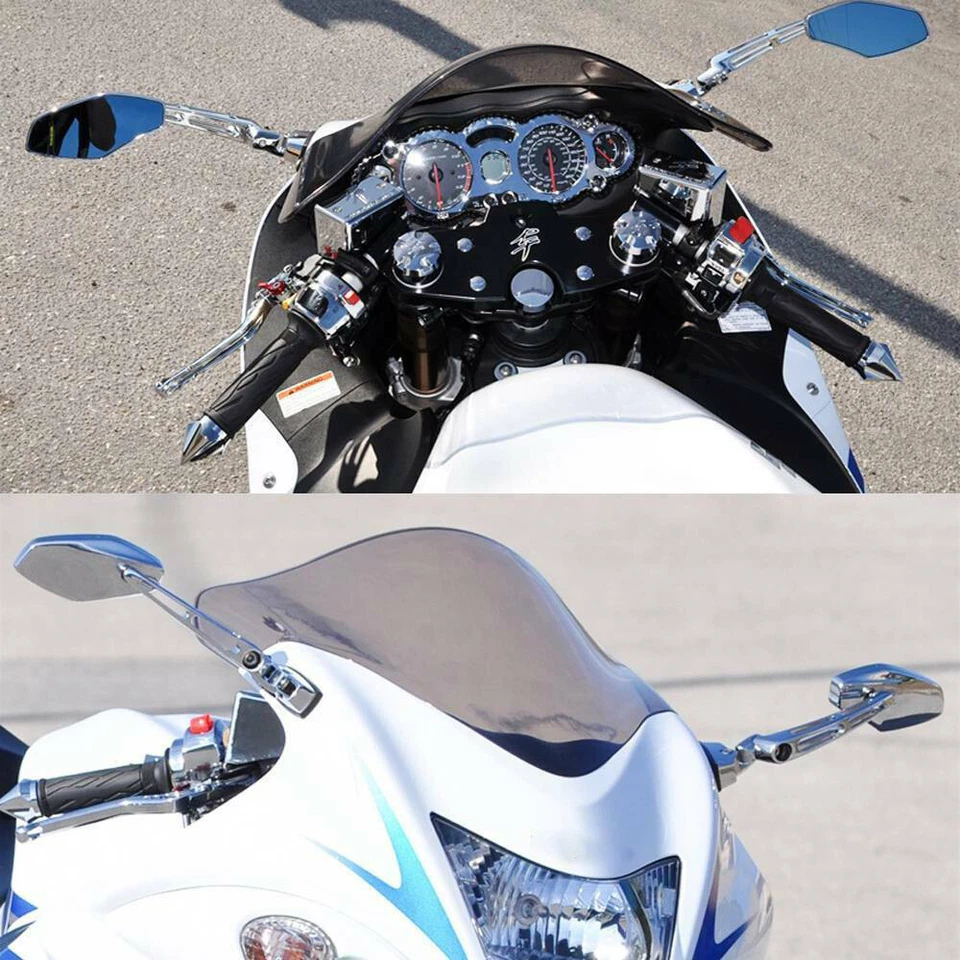 For Suzuki GSXR 600 750 1000 Hayabusa GSX1300R SV TL Motorcycle Chrome Mirrors - Image 2 of 4