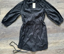 A New Day Women's 3/4 Sleeve Mini Button Shirt Dress Lightweight Black Small