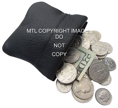 New Leather Squeeze Coin Pouch Purse Change Holder USA Made