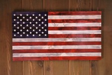 Rustic Hand Crafted USA Wood Flag