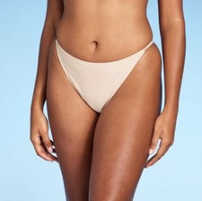Women's Low-Rise Ultra Cheeky Bikini Bottom - Shade  Shore - Tan, Shine, Sz L