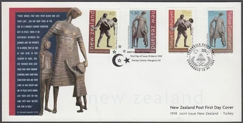 NEW ZEALAND FDC 1998 JOINT ISSUE WITH TURKEY ANZAC GALLIPOLI BATTLE (ID:F1460)