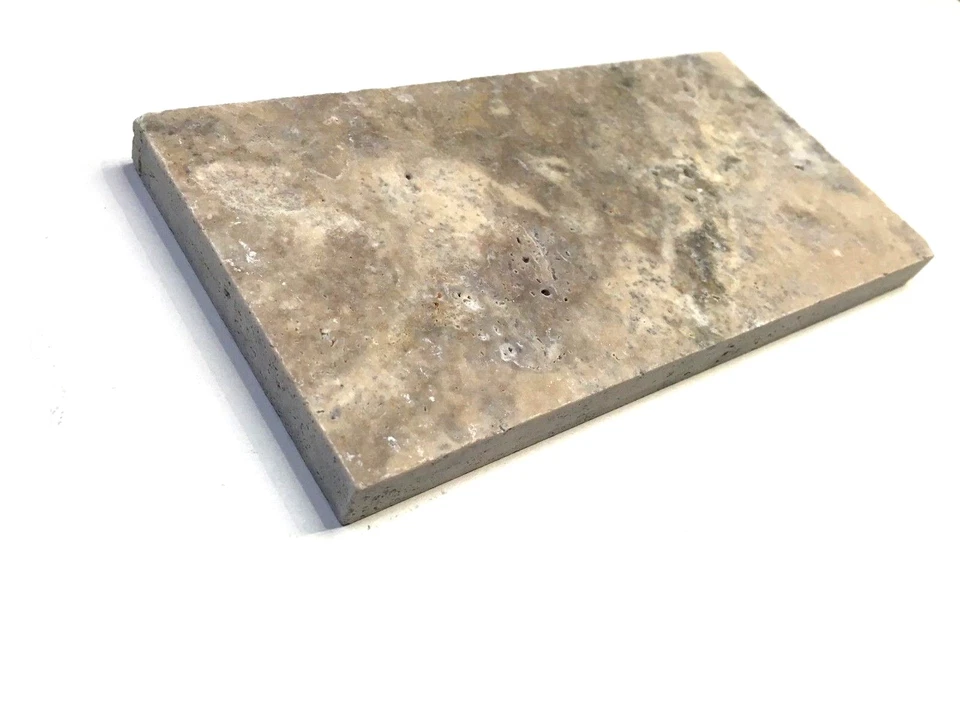 Azulejo de piso y pared de travertino de metro cepillado 3x6 plateado (vendido por SF) Foto 3 de 4