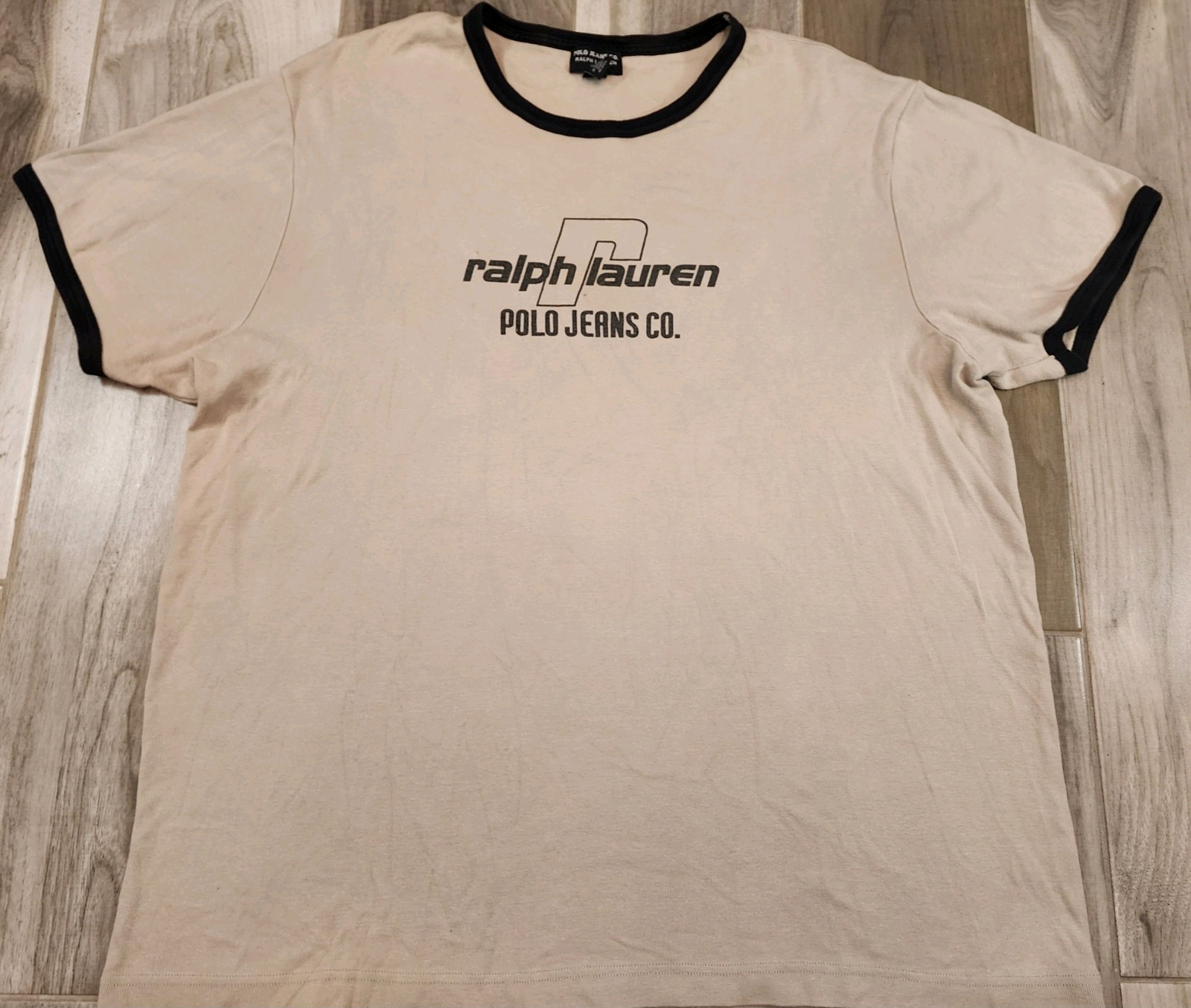 FILA Polo Jeans Co. Ralph Lauren Ringer T Shirt USA Canottaggio Taglia XXL Crema