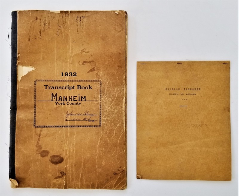 1933 antique MANHEIM york co pa TAX JOURNAL history genealogy john shue assessor