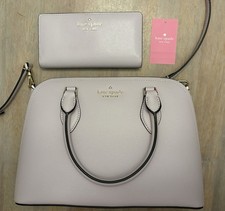 KATE SPADE DARCY SML SATCHEL REFND GRAIN LEATHER LILAC MOON + SLIM BIFOLD WALLET