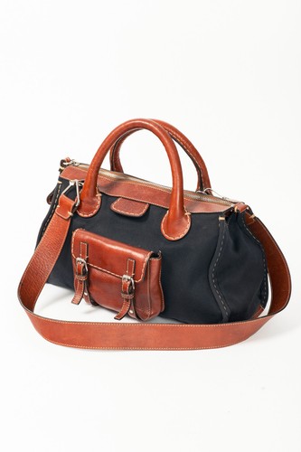 Chloe Edith Navy Canvas & Leather Trim Tote - Afbeelding 6 van 15