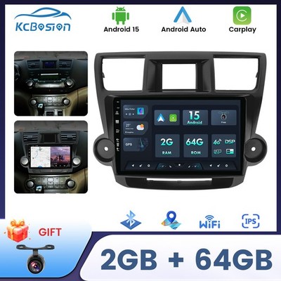 2+64G Für Toyota Highlander Kluger 2008-2013 Android 15 Autoradio Carplay BT GPS